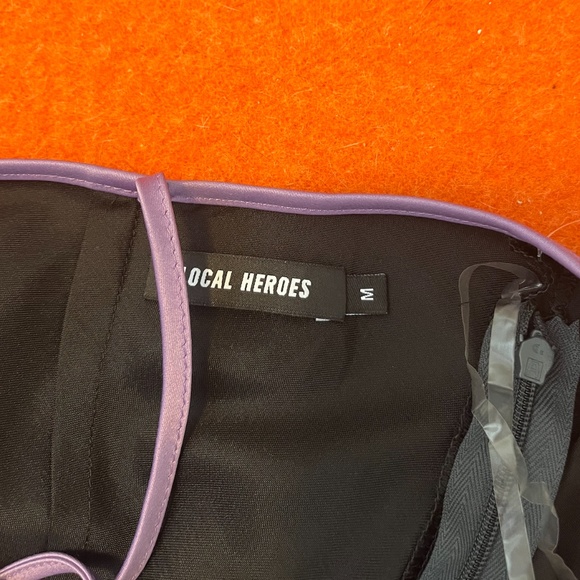 Local Heroes black and purple satin stripe party mini slip dress NWT - Picture 13 of 16